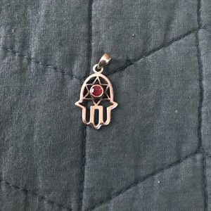 Silver Star of David ruby pendant